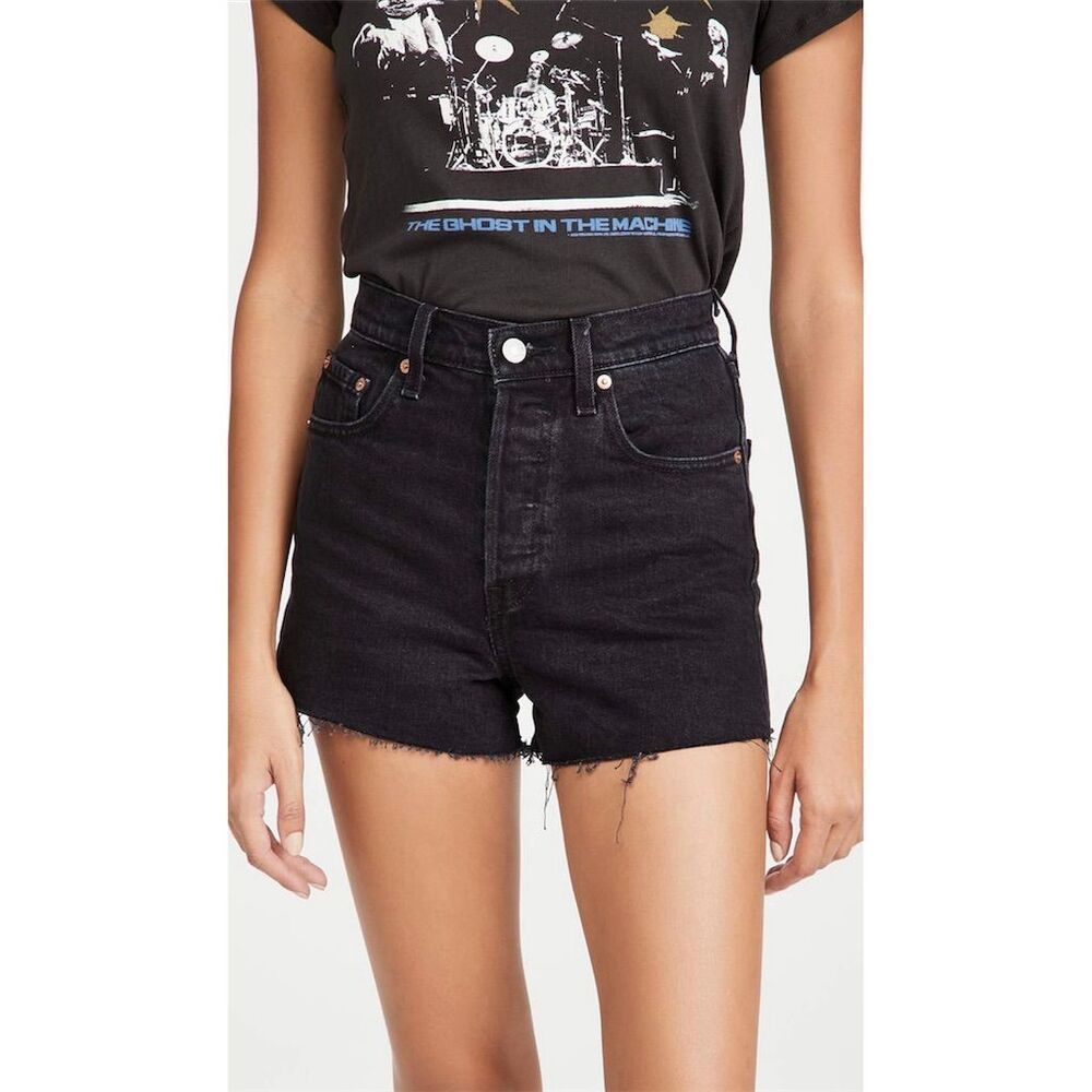 Levi's Women's Ribcage Jean Shorts Black Size 29 High-Rise Cut-Off Casua…